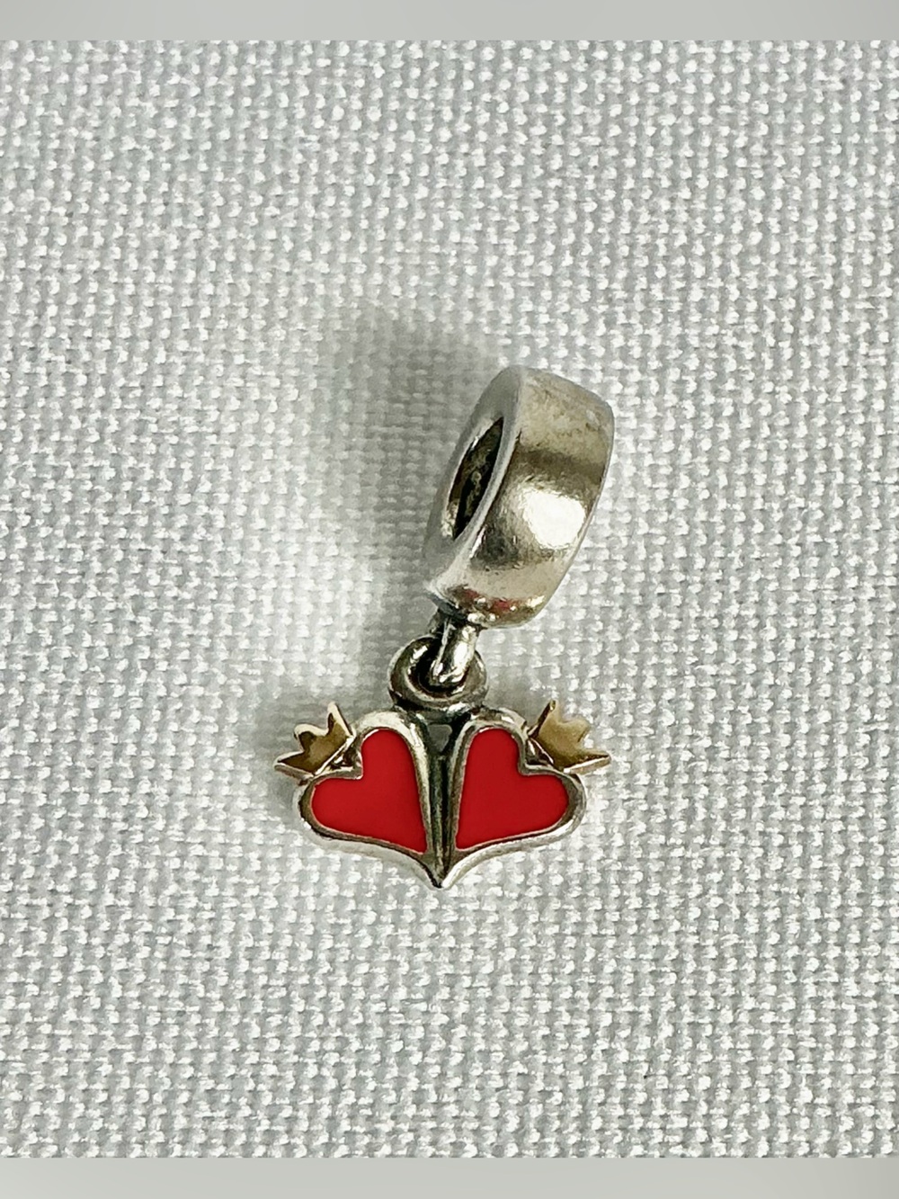 Pandora Red Heart Crown Dangle Charm 925 ALE Sterling Silver